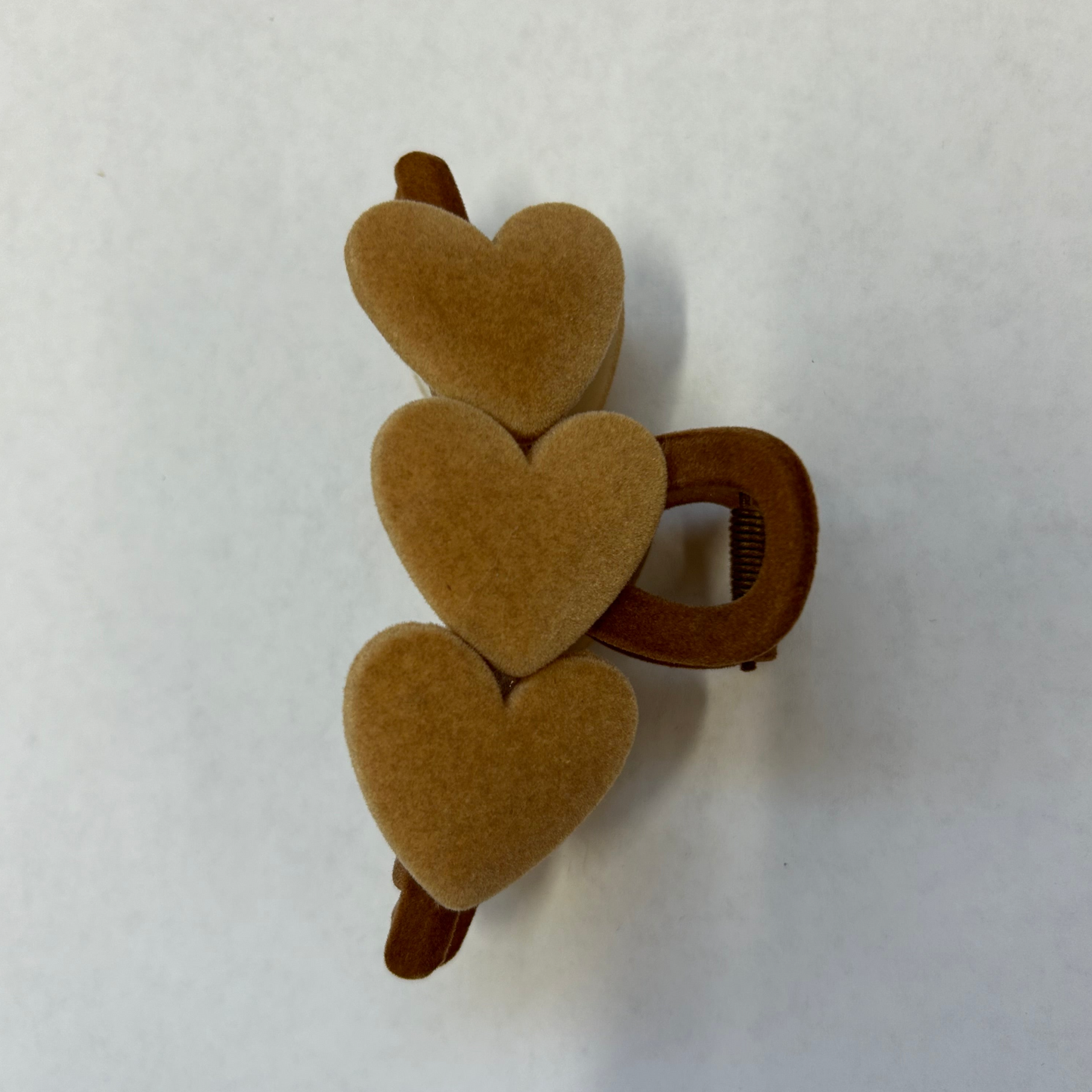 Neutral Velvet Heart Claw Clip