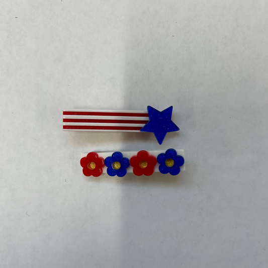 Set of 2 Fourth of July Acrylic Clips
