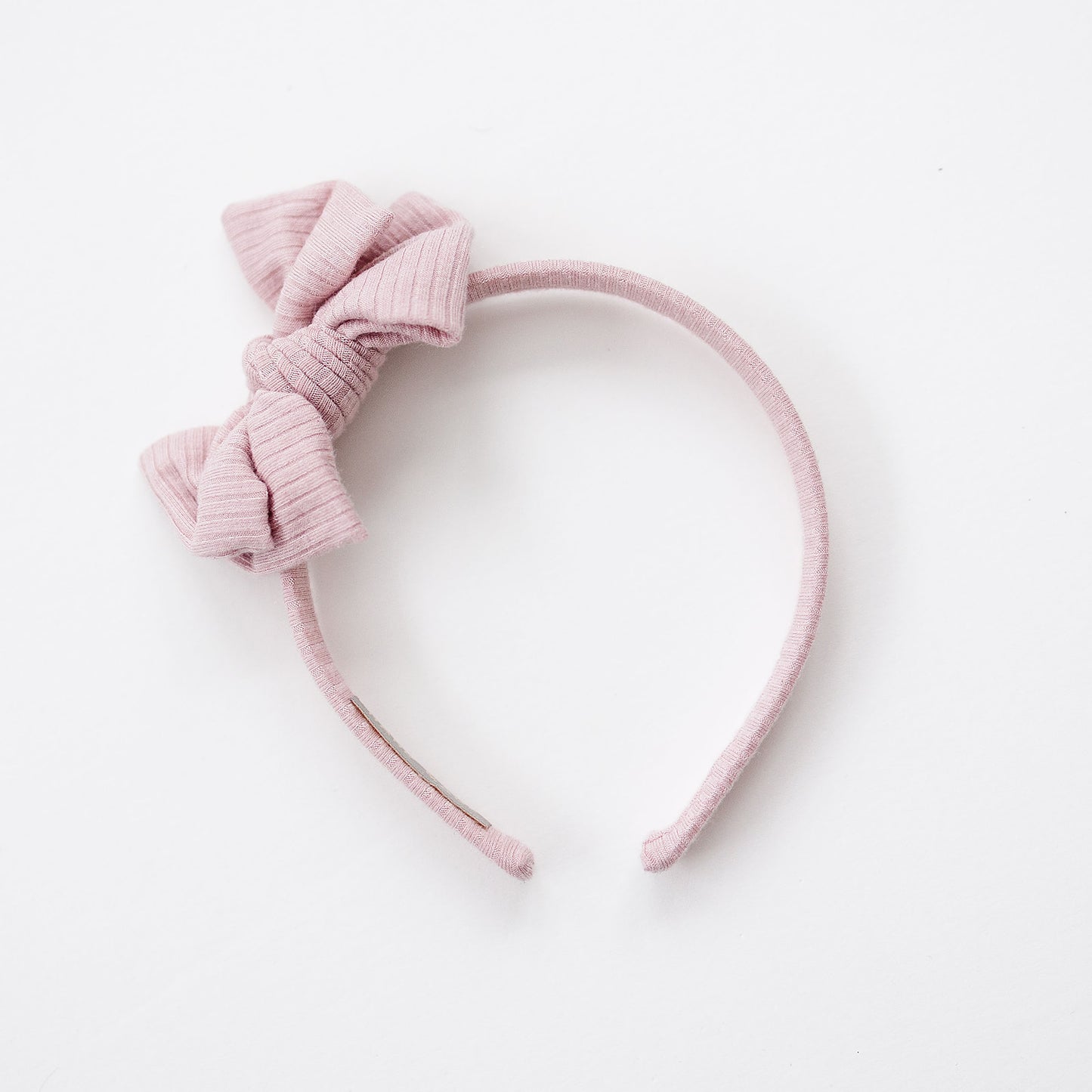 Blush Ribbed Floppy Bow Hard Headband