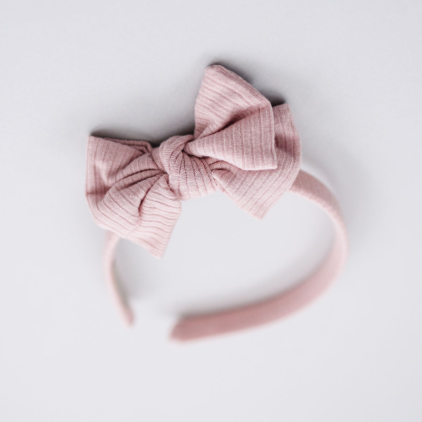 Blush Ribbed Floppy Bow Hard Headband