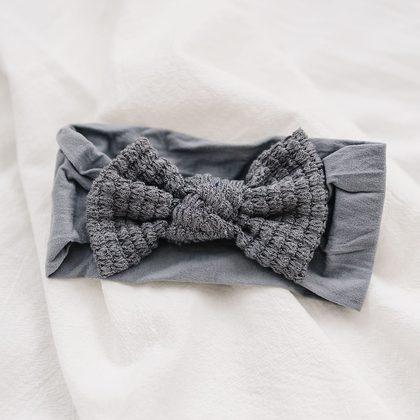 Gray Textured Nylon Baby Headband