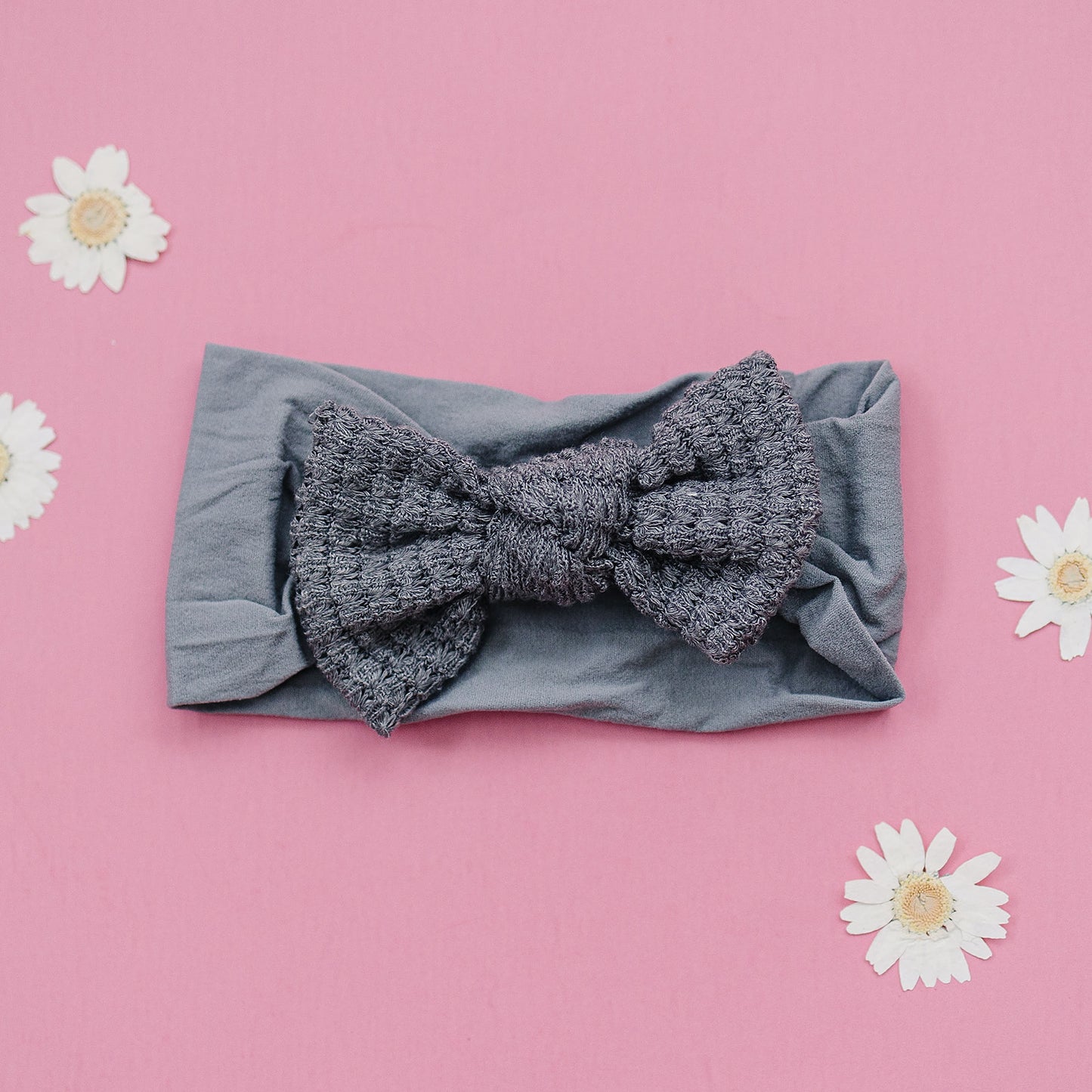 Gray Textured Nylon Baby Headband