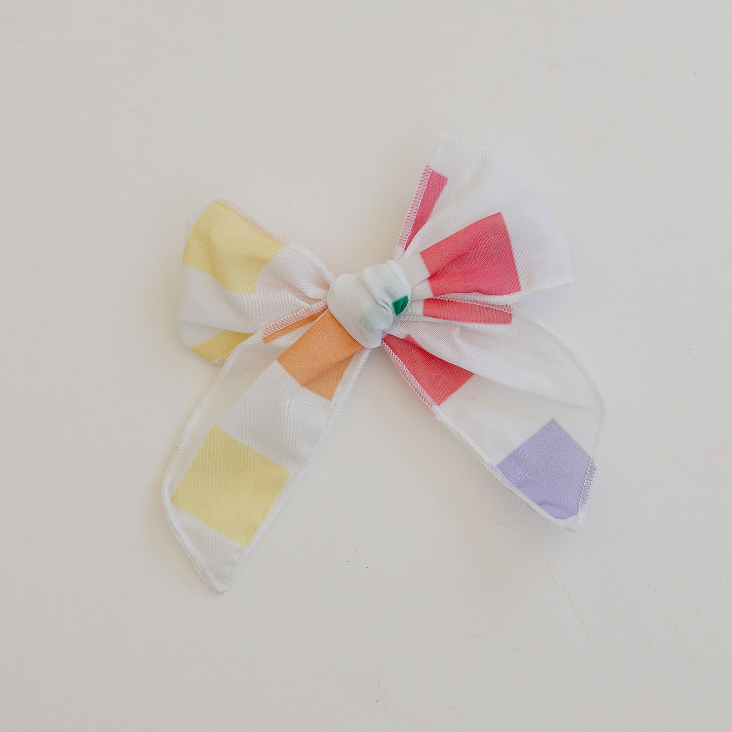 Colorful Window Pane Grid Serged Bow