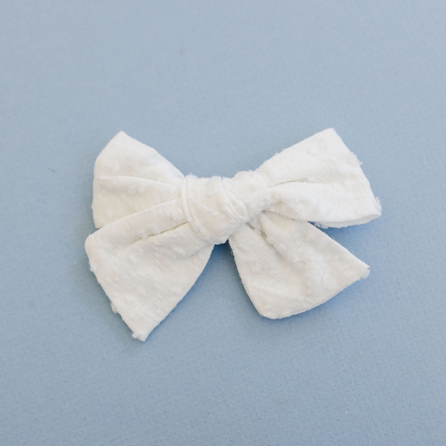 Timeless White Cotton Swiss Dot Bow