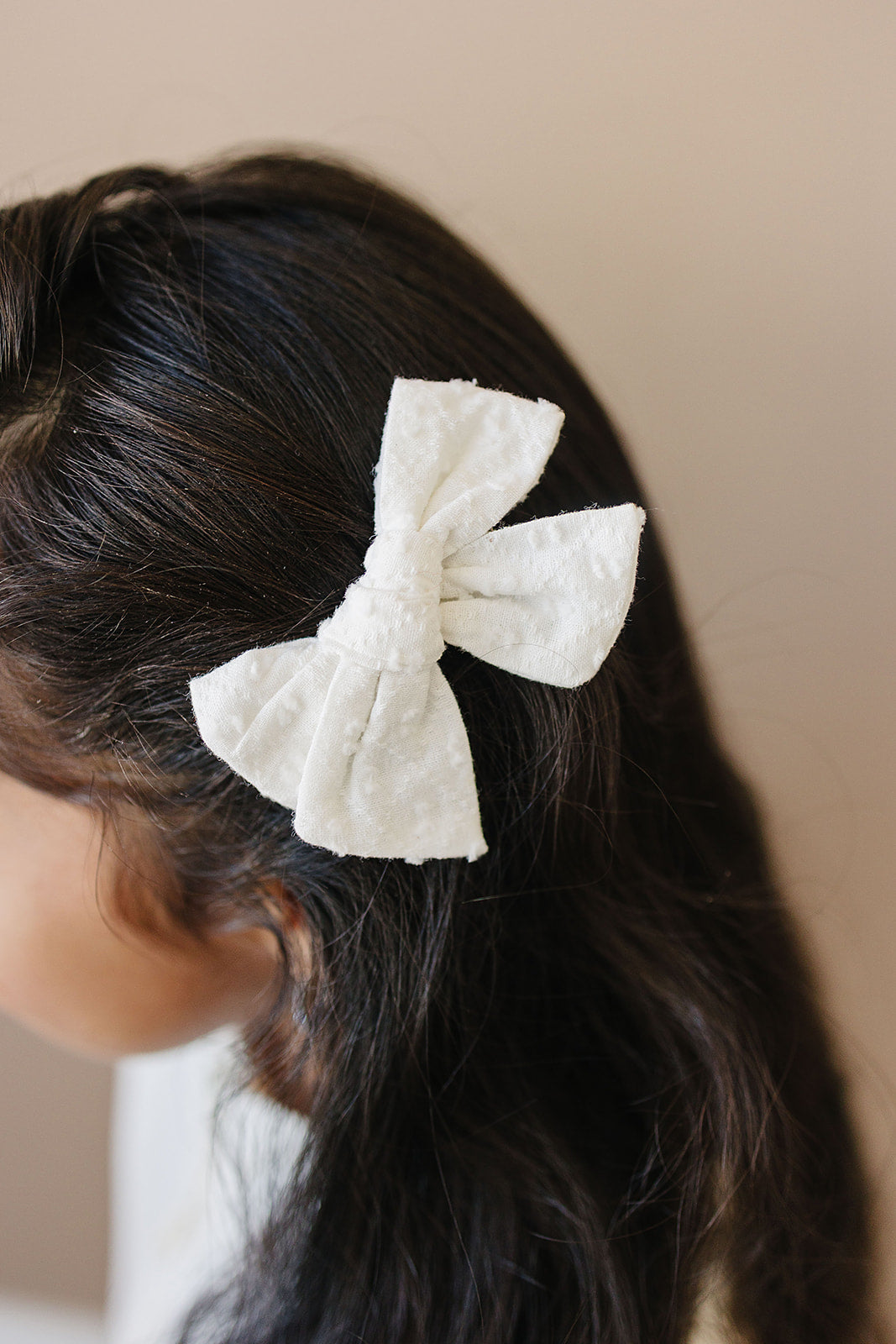 Timeless White Cotton Swiss Dot Bow