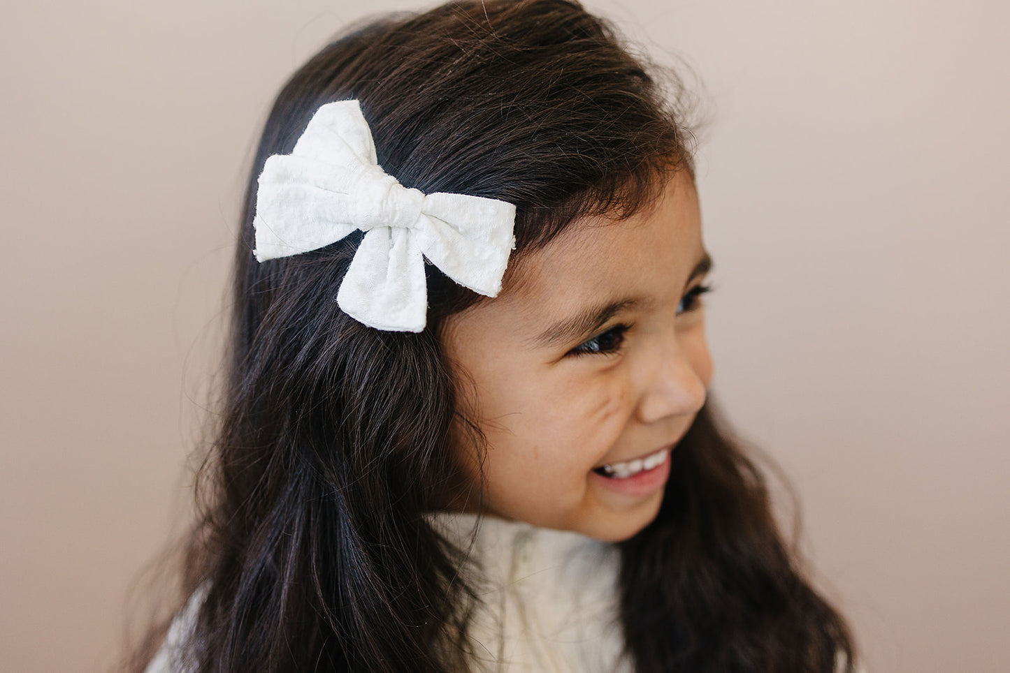 Timeless White Cotton Swiss Dot Bow