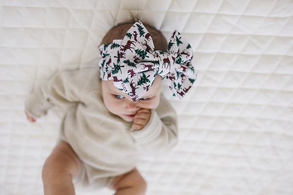 XL Christmas Plaid + Trees Texture Headband