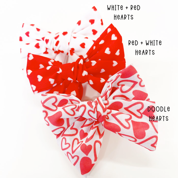 3” Petite Valentine Heart Linen Bows