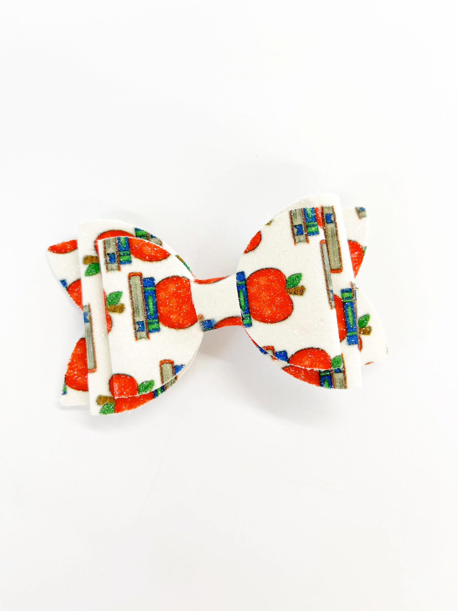 3.5” School Apples Faux Leather Bow