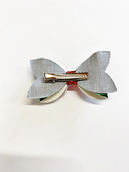 3.5” Watermelon Glitter Faux Leather Bow