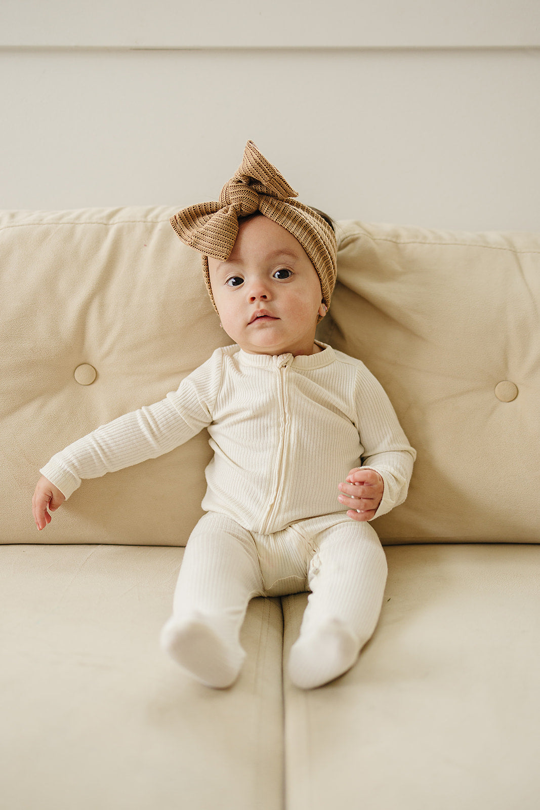 Winter Texture Neutral Bow Baby Headband