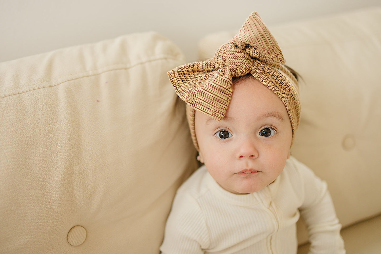 Winter Texture Neutral Bow Baby Headband