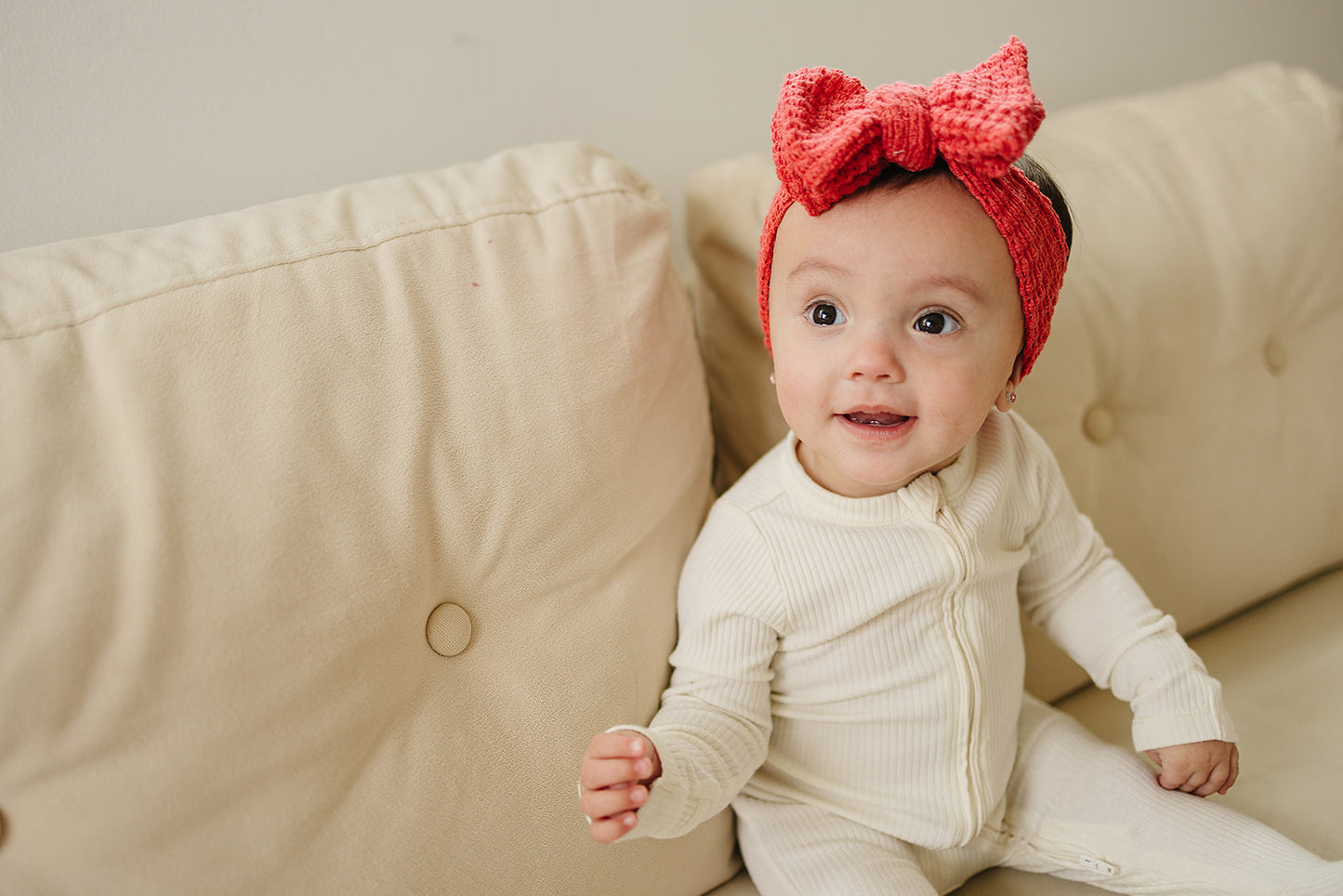 Cuddle Cozy Waffle Baby Bow Headband