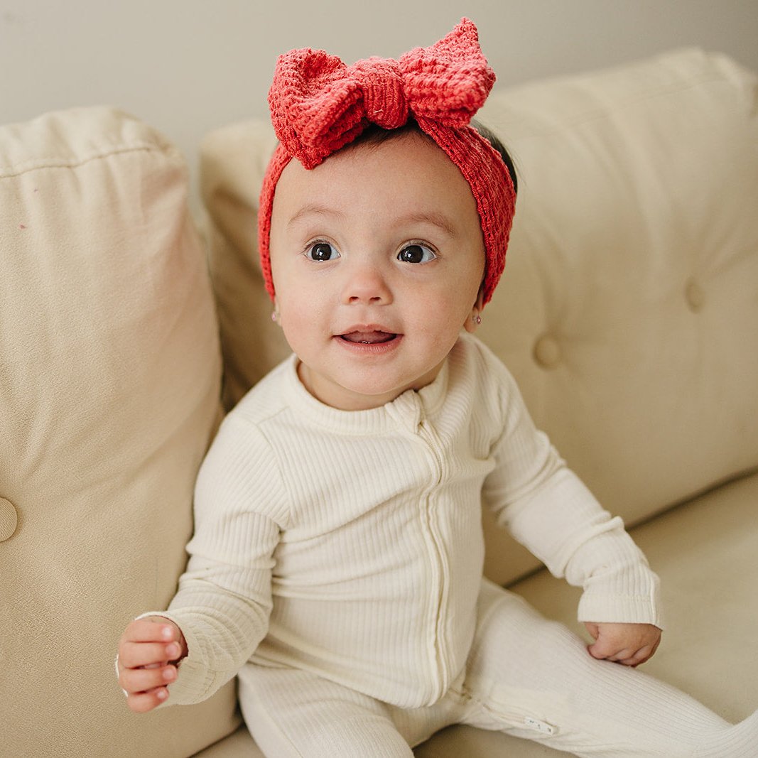 Cuddle Cozy Waffle Baby Bow Headband