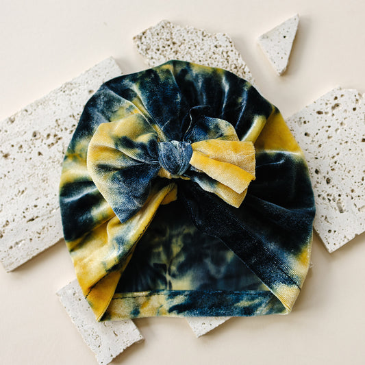 Tie Dye Velvet Baby Bow Turban