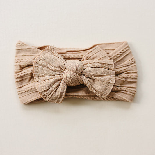 Everyday Neutral Cable Knit Baby Nylon Headbands