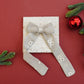 Neutral Floral Embroidered Long Hair Bow