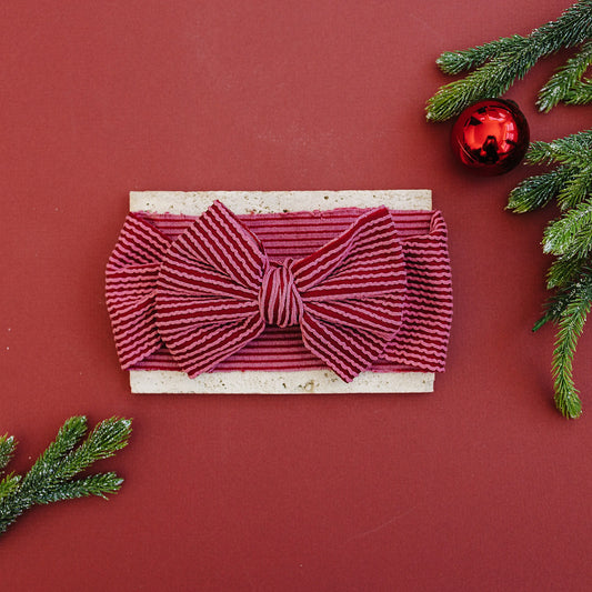 Ruffled Stripe Bow Baby Headband