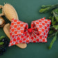7" Red Checkered Grosgrain Hair Bow