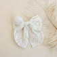 5" White Eyelet Lace Hair Bow