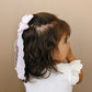 Darling Double Bow Long Ruffled Blush Clip