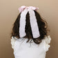 Darling Double Bow Long Ruffled Blush Clip