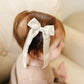 Neutral Floral Embroidered Long Hair Bow
