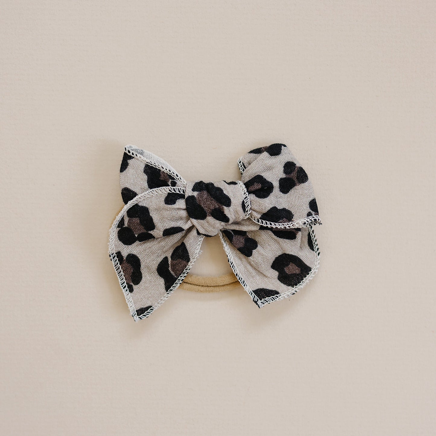 Leopard Serged Gauze Bow