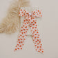 Teddy Bear Love Scallop Long Ribbon Bow