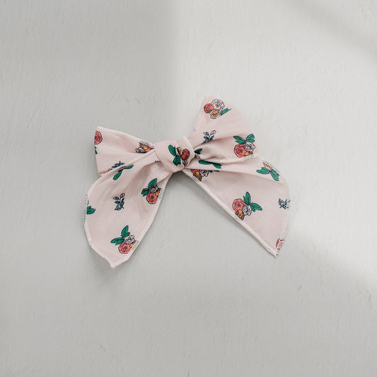 Beautiful Blush Blooms Serged Bow Hair Clip