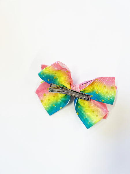 4” Double Stacked Glitter Rainbow Dream Bow