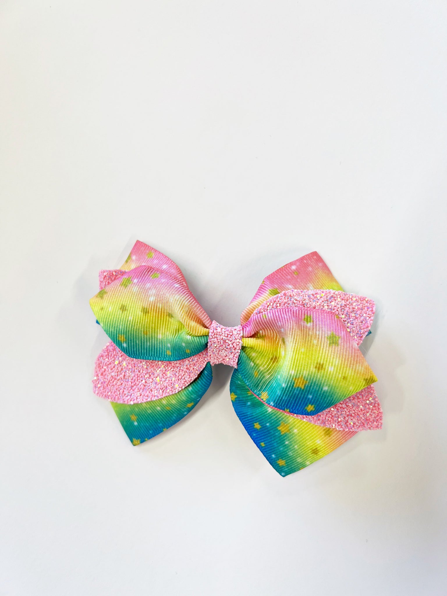 4” Double Stacked Glitter Rainbow Dream Bow