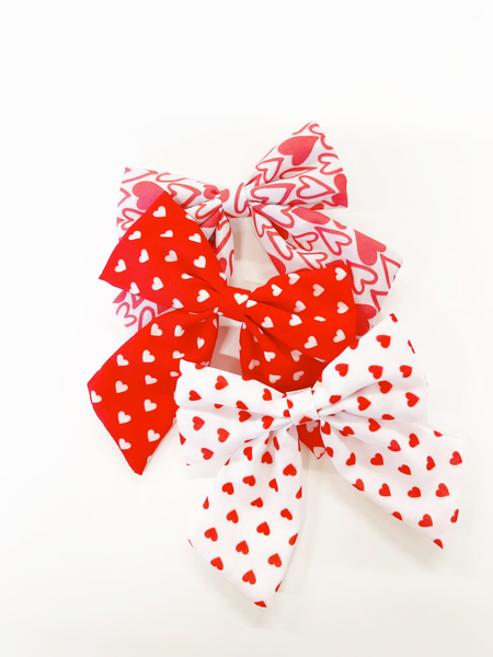 3.5” Valentine Hearts Linen Bows