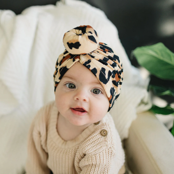 Leopard Print Baby Bun Turban