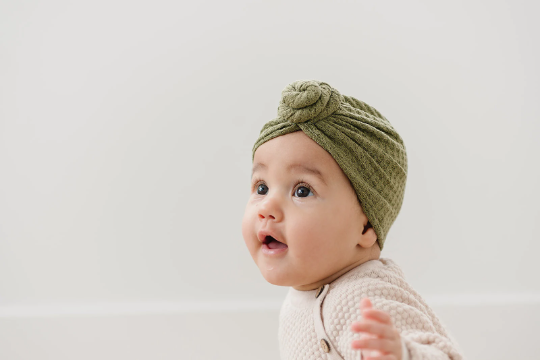 Knotted Waffle Knit Baby Turban