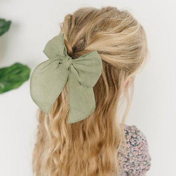 Large Cotton Linen Bow Hair Clips