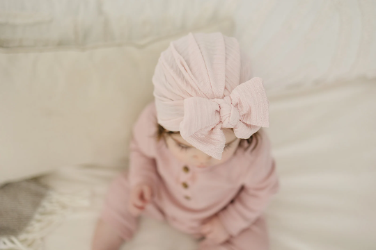 Spring Pastel Texture Double Bow Baby Turban