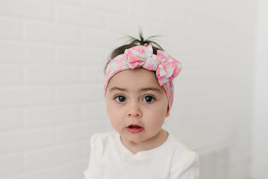 Retro Bright Flowers Double Bow Nylon Baby Headband