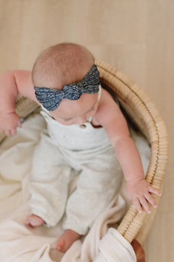 Knotted Black Mudcloth Pattern Baby Nylon Headband