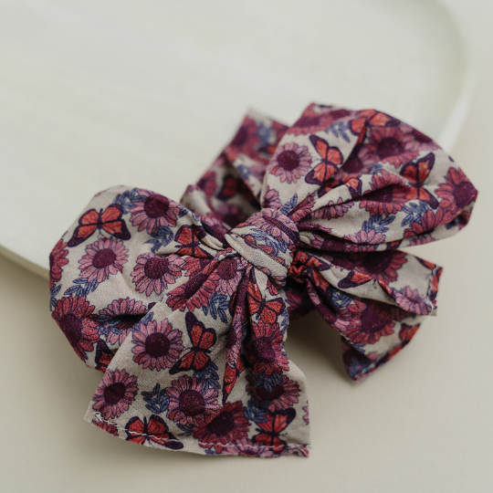 Big Bow Vintage Butterflies And Sunflowers Nylon Headband