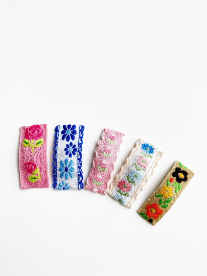 Embroidered Floral Snap Clips