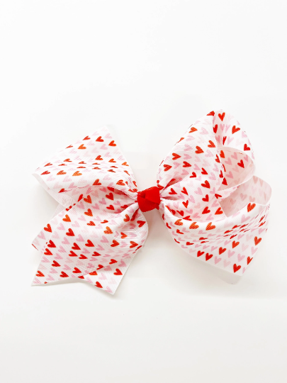 Valentine Love Hearts 7” Grosgrain Hair Bow