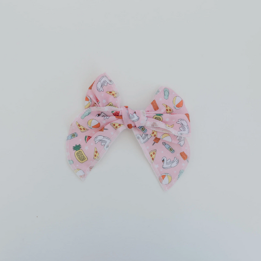 4" Summer Pool Party Serged Cotton Hair Bow