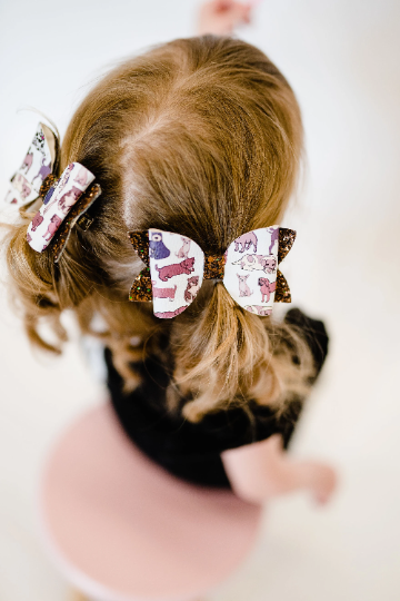 3.5" Faux Leather and Glitter Puppy Hair Bow