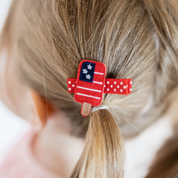 Tiny Embroidered Felt 4th Of July Hair Clips