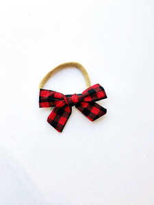 Red Buffalo Plaid Bow For Girls- Golden Dot Lane