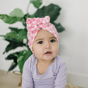 Spring Checkered Baby Messy Bow Turban