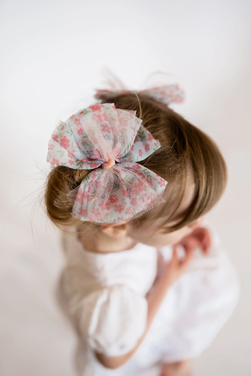 5" Pastel Blooms Tulle Hair Bow
