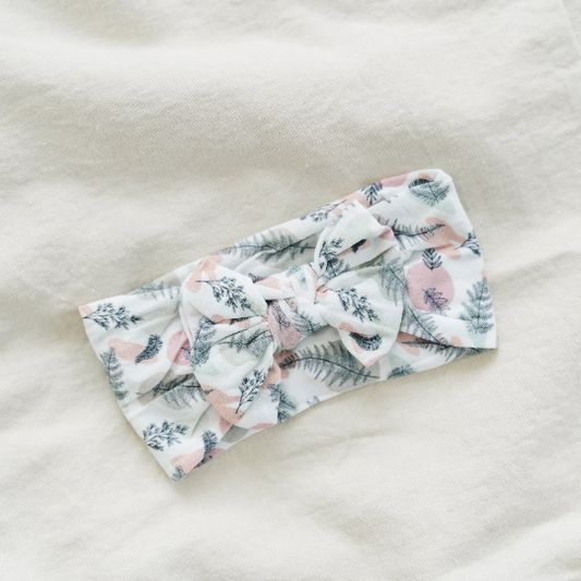 Olive and Neutral Twig Floral Nylon Headband