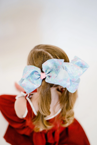 7" Pastel Floral Smiley Grosgrain Hair Bow